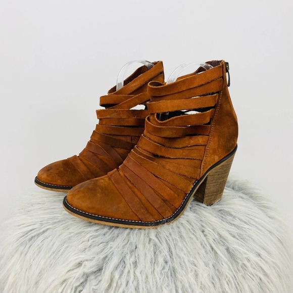 Free People Shoes - Free people Strappy Almond Toe Brown Suede Shoes